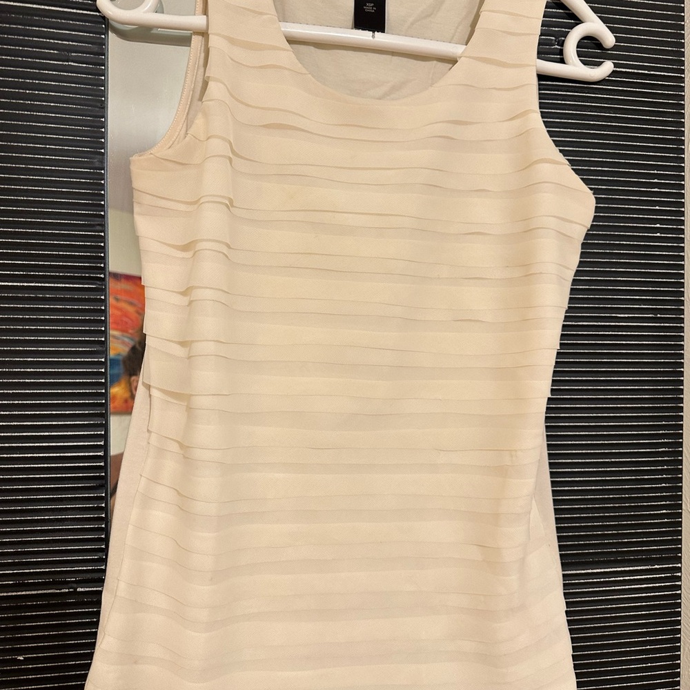Ann Taylor XS petites, cream color delicate, chiffon layered tank top.